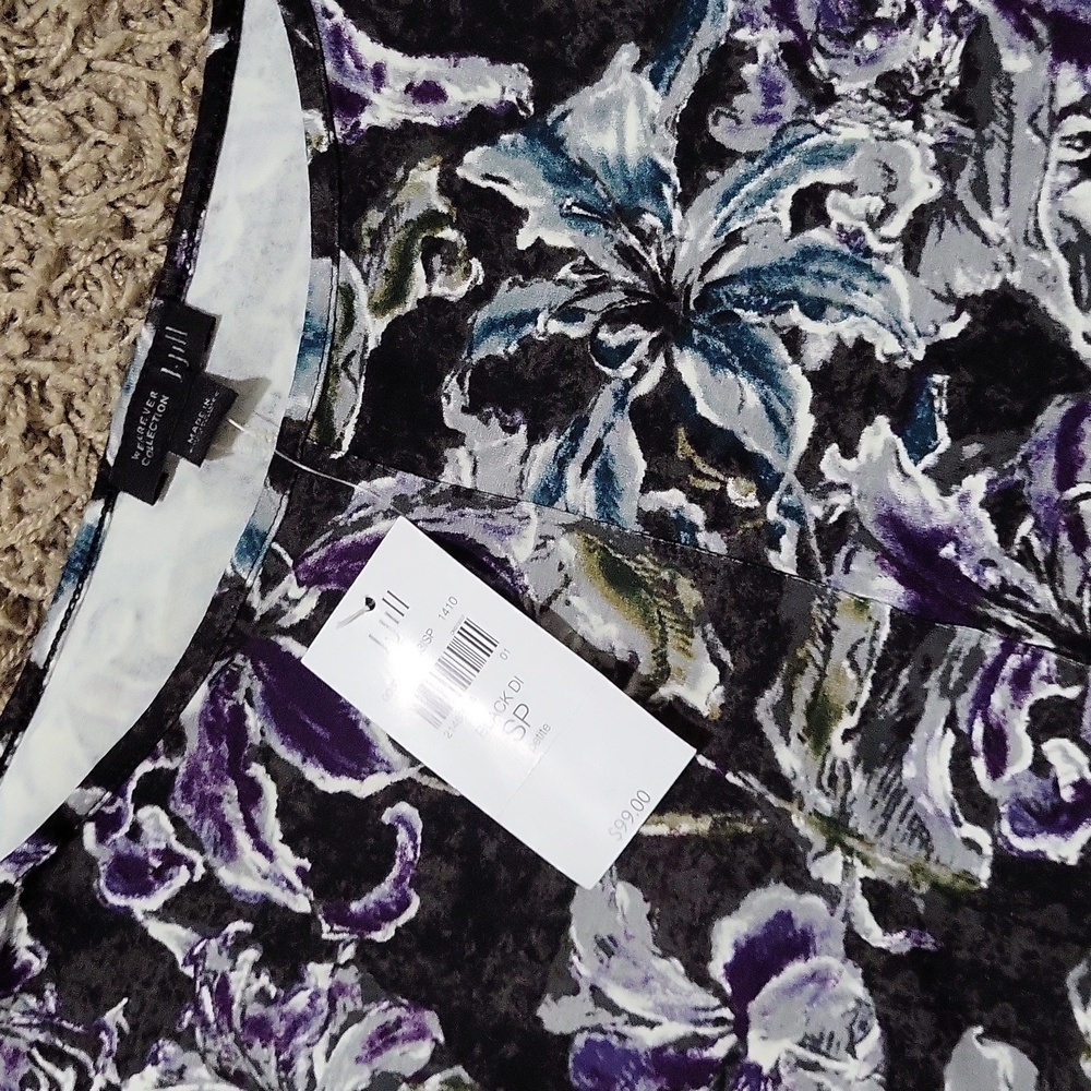 NWT J. JILL Wearever Collection Floral Shift Dress Small Petite Long Sleeve - Picture 3 of 6